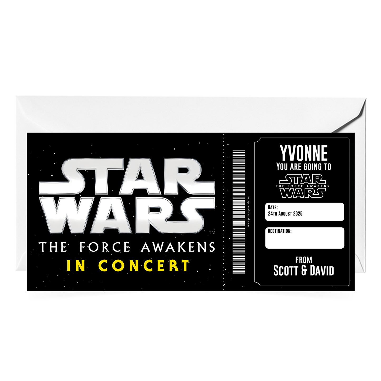 Star Wars The Force Awakens In Concert Gift Ticket Personalised Xmas Gift Ticket
