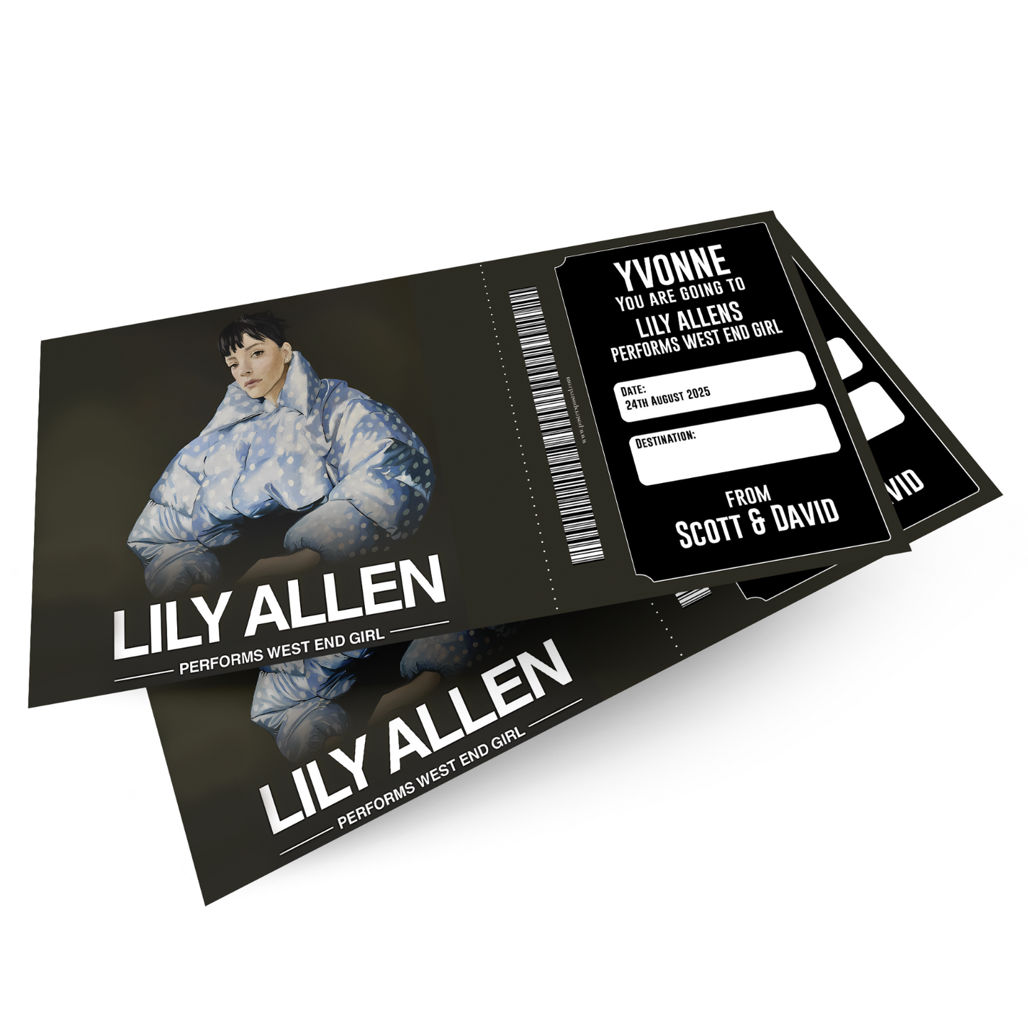 Lily Allen UK Tour 2026 Personalised Ticket Christmas Gift Keepsake Mock Ticket