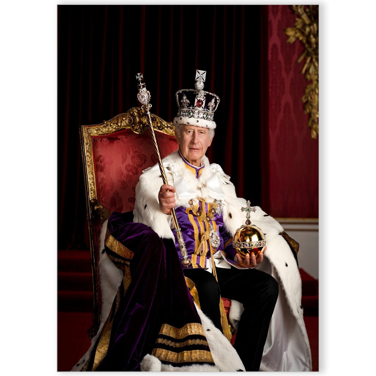 King Charles III Portrait In Full Regalia Royal Family Photo Collectable Poster