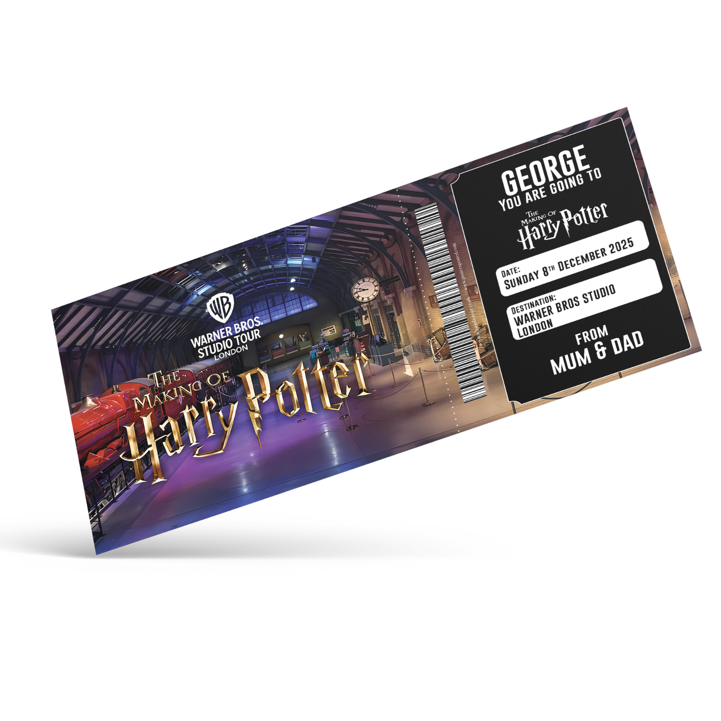 Harry Potter Studio Tour Ticket Personalised Birthday Gift Idea Surprise Voucher