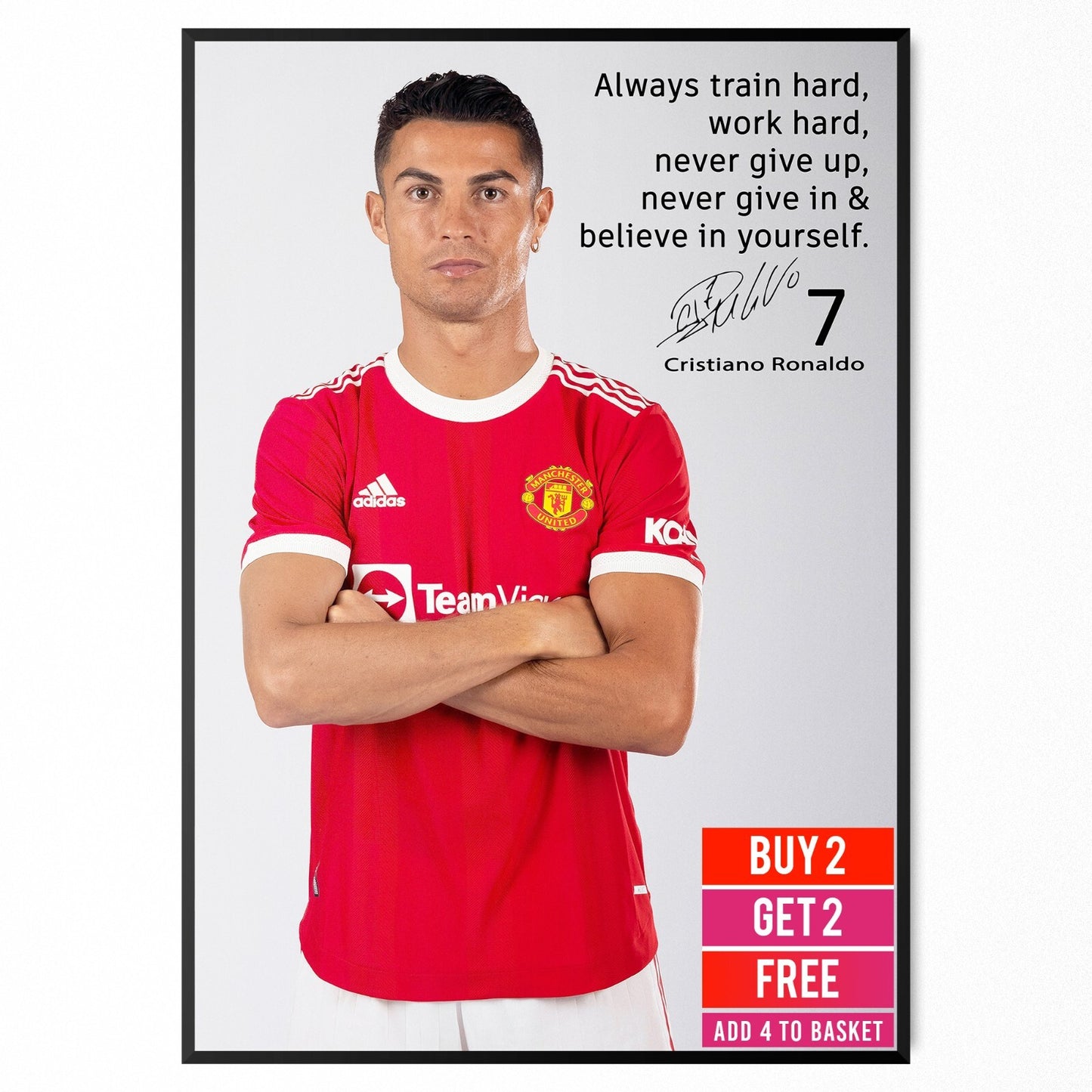 Ronaldo Poster - Footballer - NO7 - Inspirational Quote Print