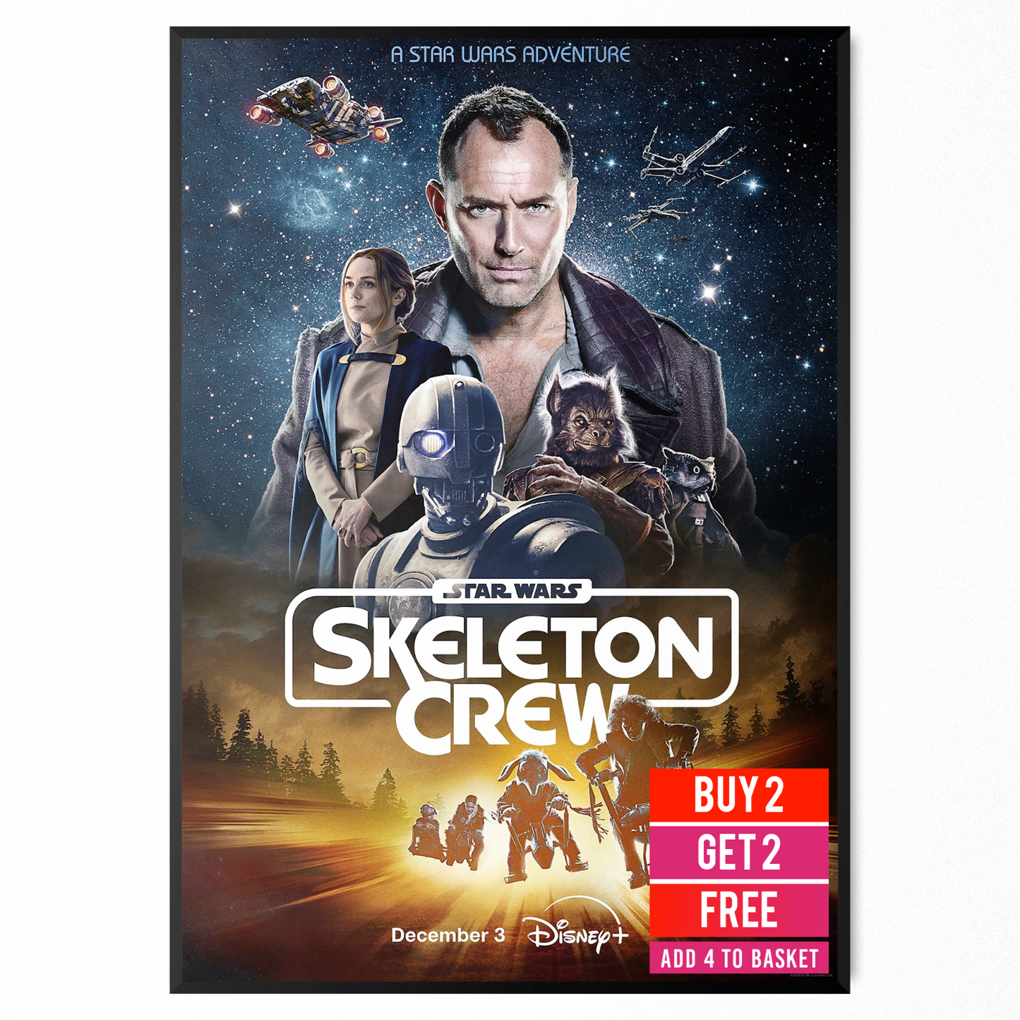 Skeleton Crew Star Wars TV Series Poster Print Star Wars 2024 Print A5 A4 A3