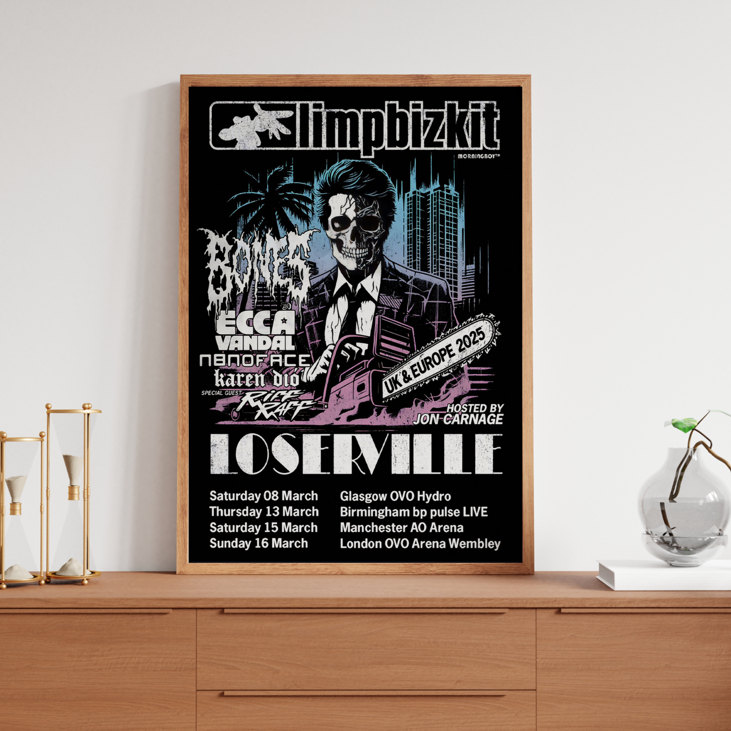 Limp Bizkit Tour Poster 2025 Loserville UK Concert Tour Print All Dates A5-A3