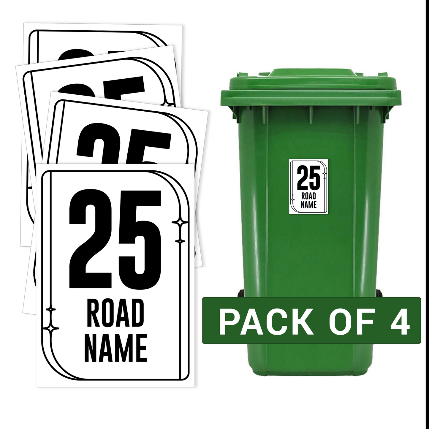 Wheelie Bin Numbers sticker Personalised Waterproof Labels House Street Bin