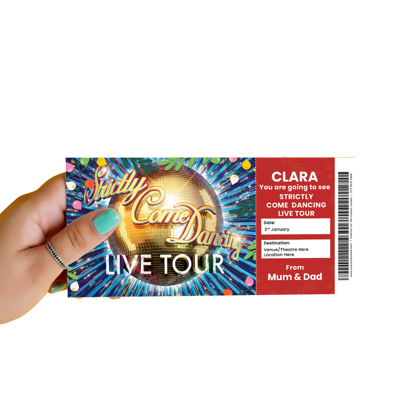 Strictly Come Dancing Live Christmas Ticket Personalised Xmas Ticket Christmas