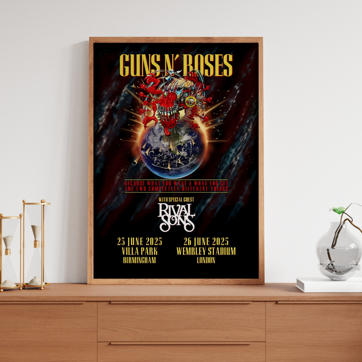 Guns N’ Roses Concert Poster Because What You Want Tour 2025 UK Dates A5-A3
