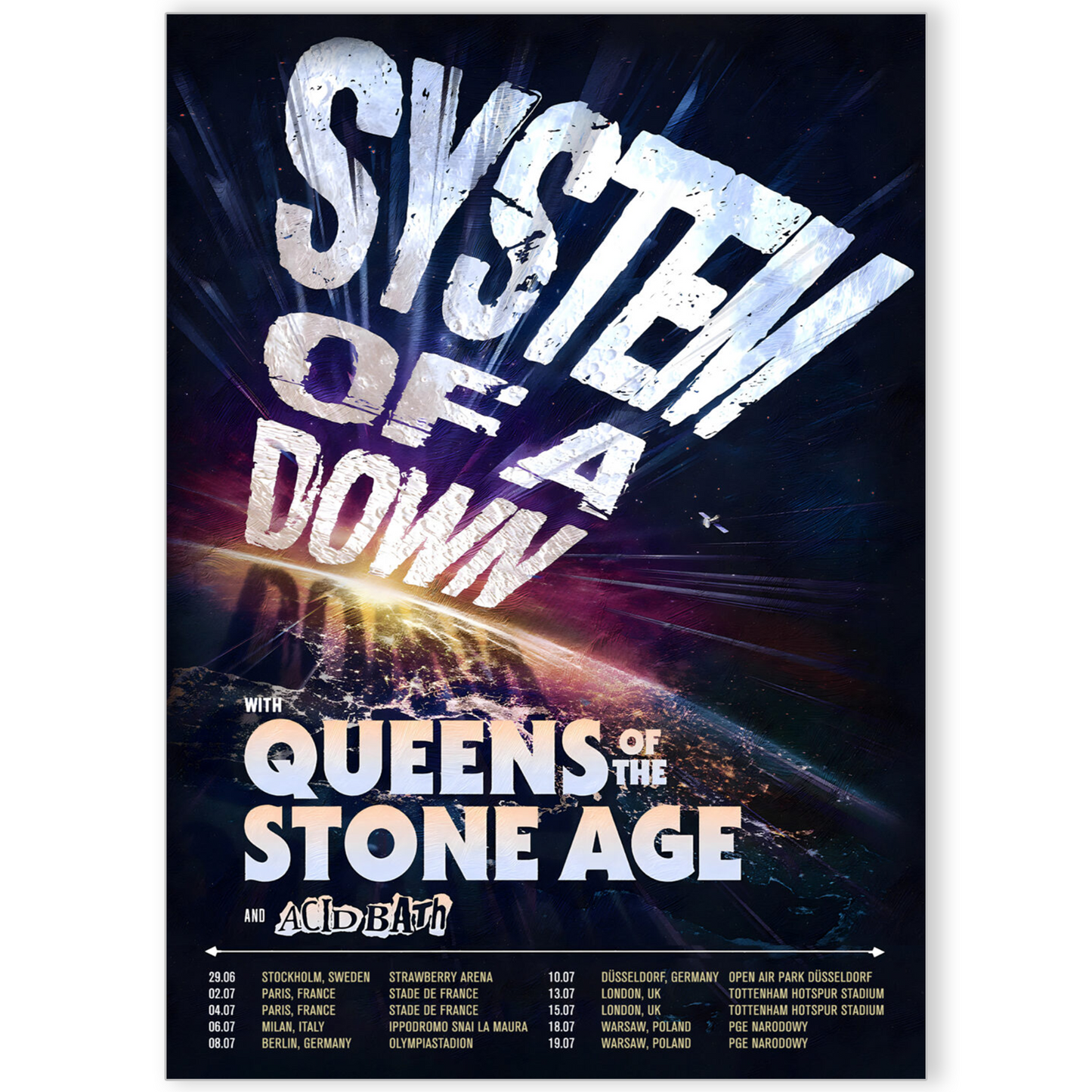 System of a Down UK Tour Poster 2026 UK + Europe Date Poster For Fans A5-A3