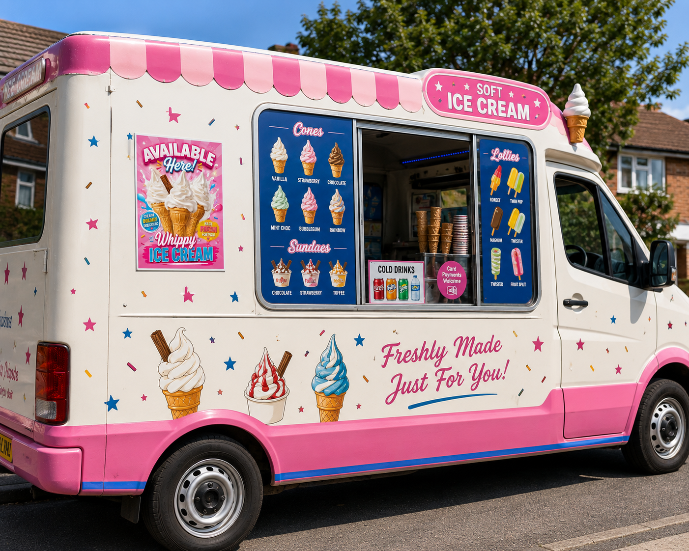 Mr Whippy Ice Cream Sold Here Adhesive Wall sticker Sign window vinyl printed