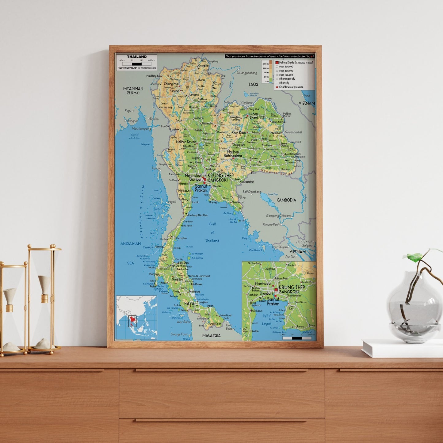 THAILAND MAP POSTER TRAVEL TOURISM EDUCATIONAL MAP POSTER PRINT - A5-A3