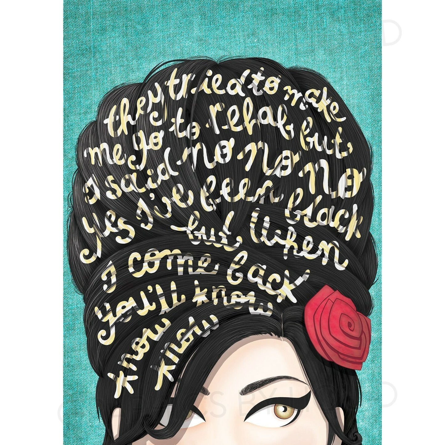 Amy Winehouse Rehab Poster, Music Typography, Lyrics Home Decor Wall Print