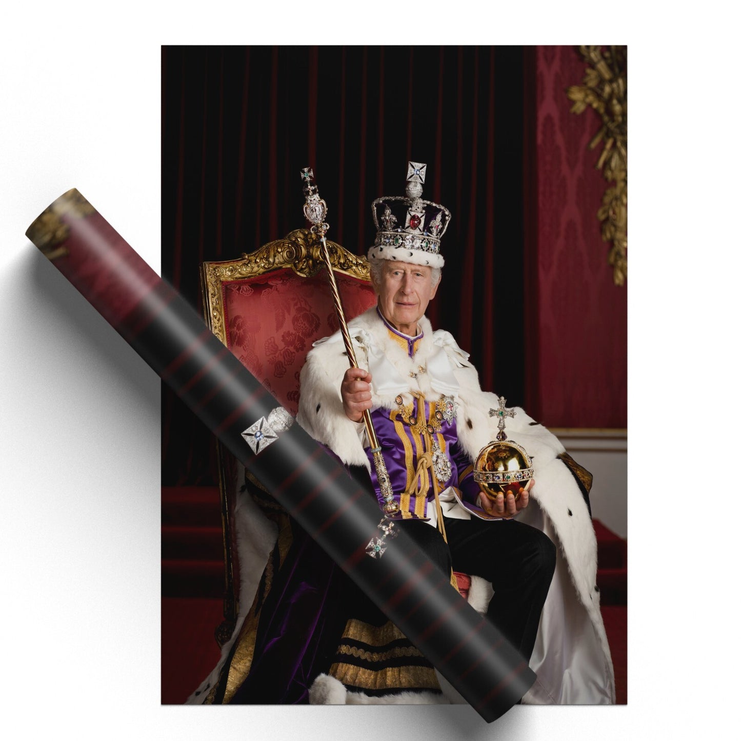 King Charles III Portrait In Full Regalia Royal Family Photo Collectable Poster