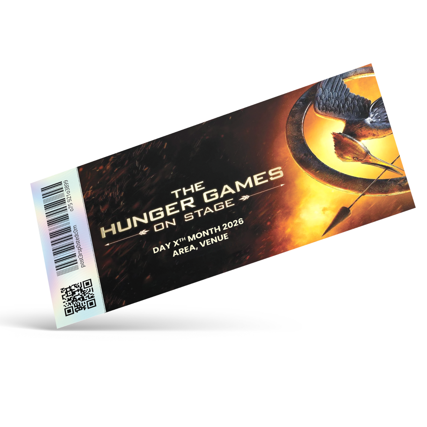 The Hunger Games Mock Ticket Theatre Personalised Gift Reveal Souvenir