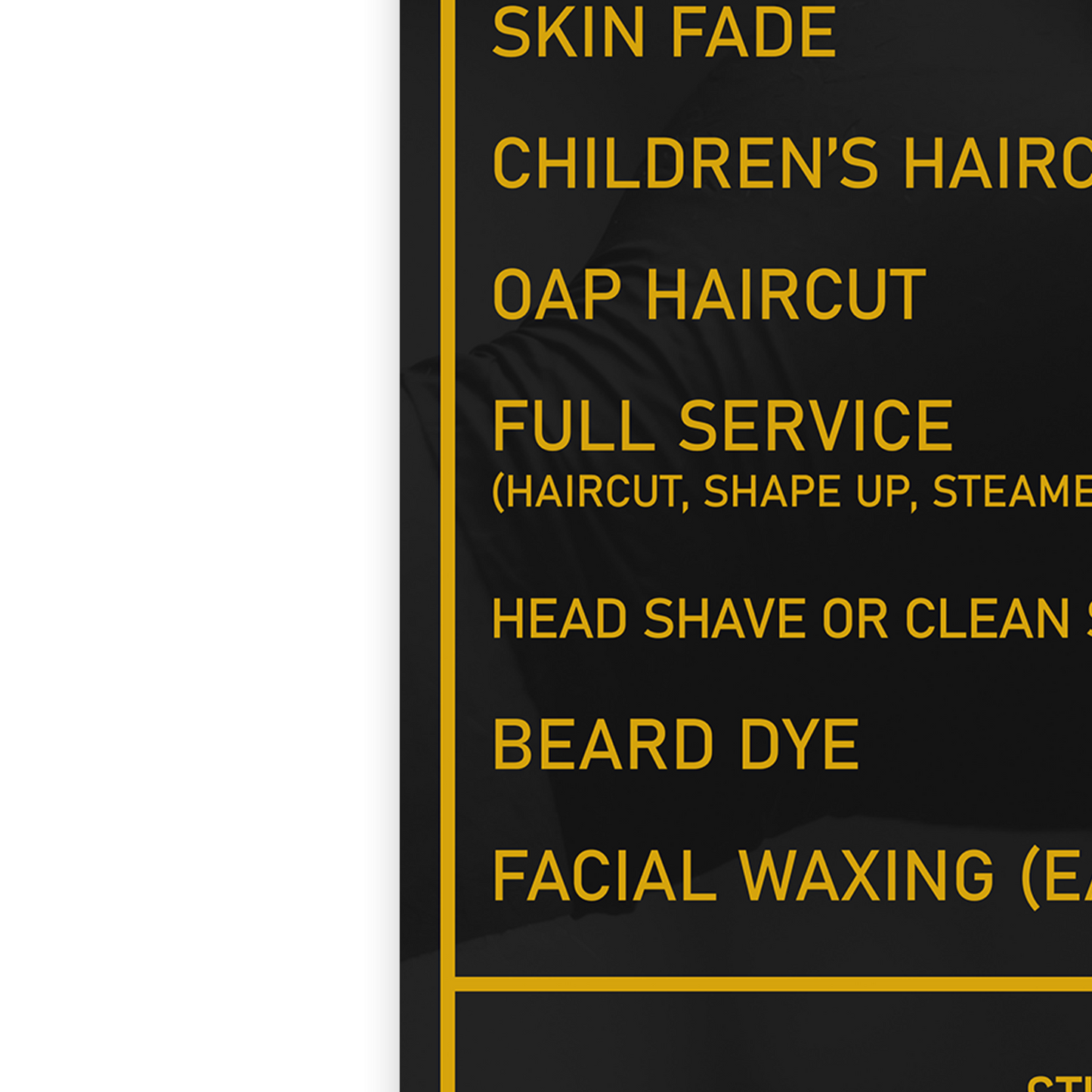 Barber Shop Price List Advertising Salon Sign Poster Print - A5 A4 A3 A2 A1