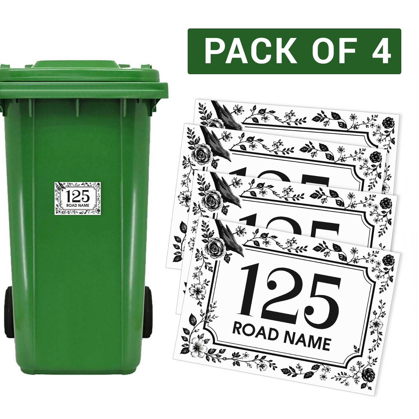 Wheelie Bin Numbers Personalised Bin Sticker Custom House No.&Street Labels