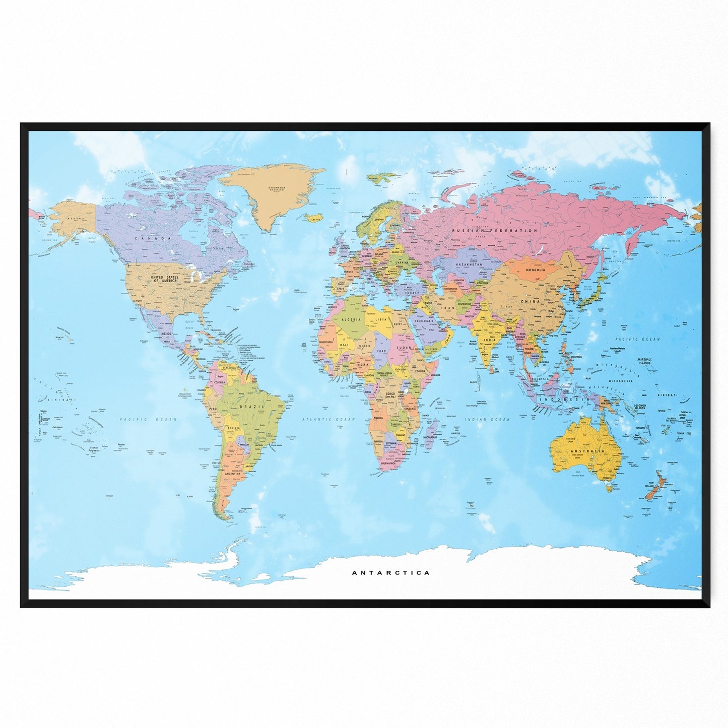 WORLD MAP POSTER EDUCATIONAL SCHOOL WALL ART ATLAS MAP GEOGRAPHY PRINT A5-A3