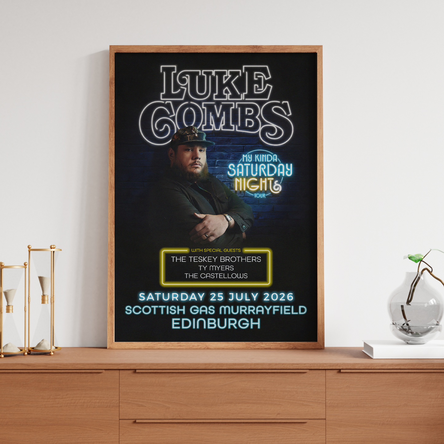 Luke Combs Poster Concert My Kinda Saturdays Edinburgh 25 Jul 2026 A5-A3