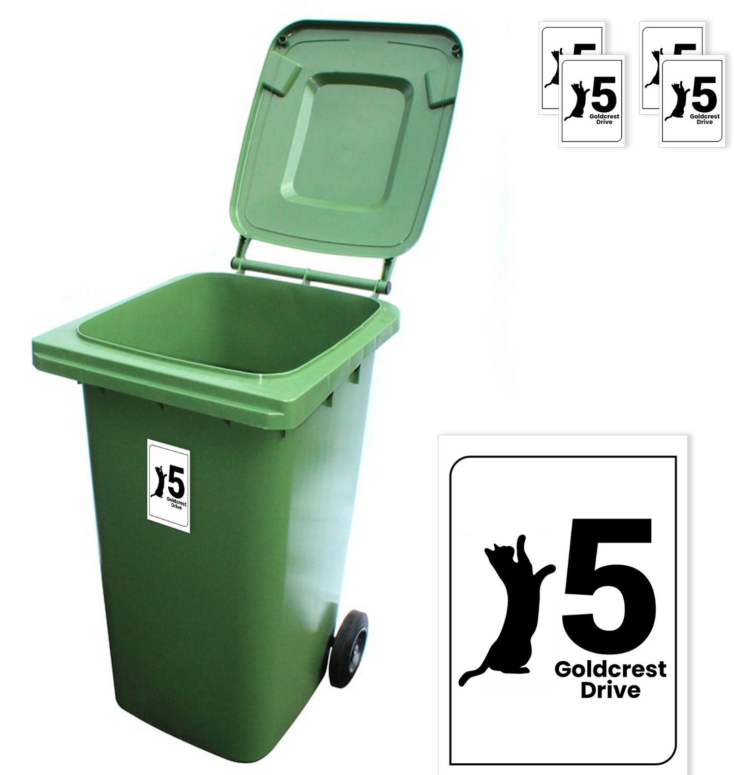 Wheelie Bin Stickers Numbers House Numbers Vinyl Sign Street Road Name