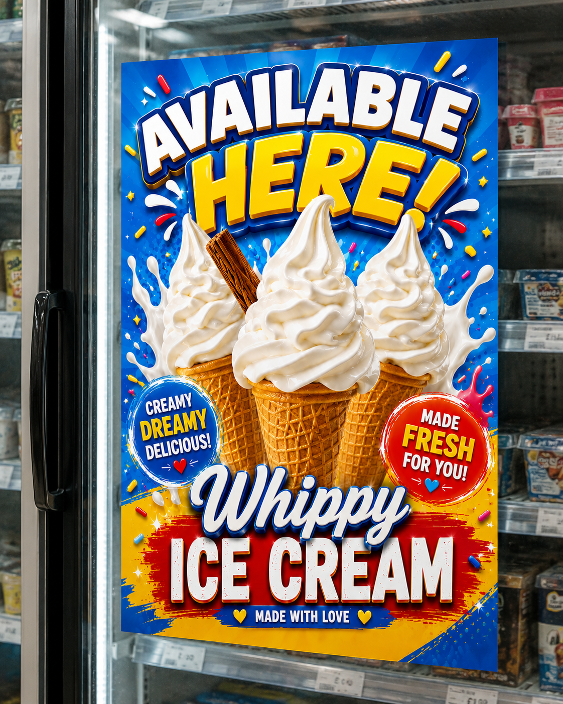 Ice Cream Sold Here Sticker Adhesive Decal Mr Whippy Wall Window Sticker