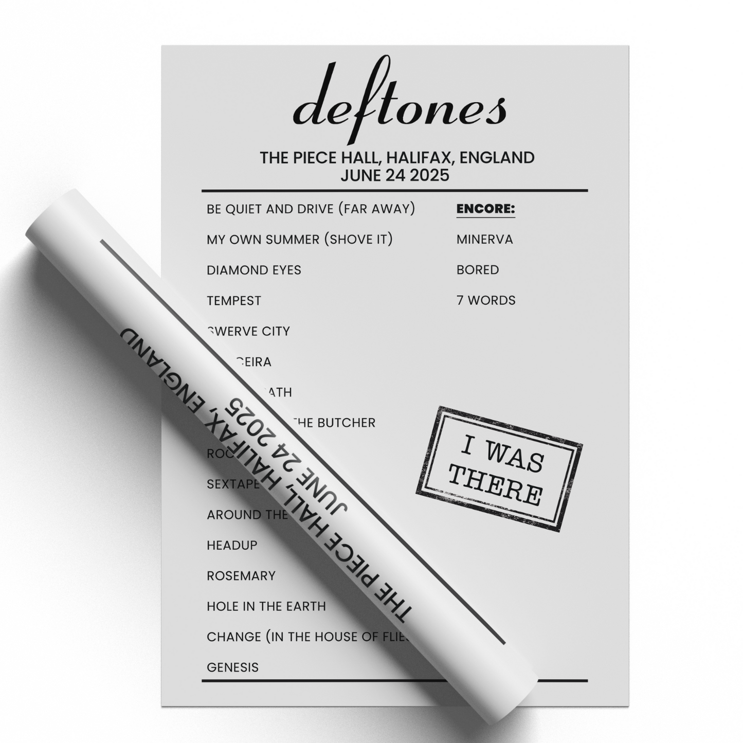 Deftones 2025 Halifax Setlist Poster The Piece Hall Live UK Arena Tour A5-A3