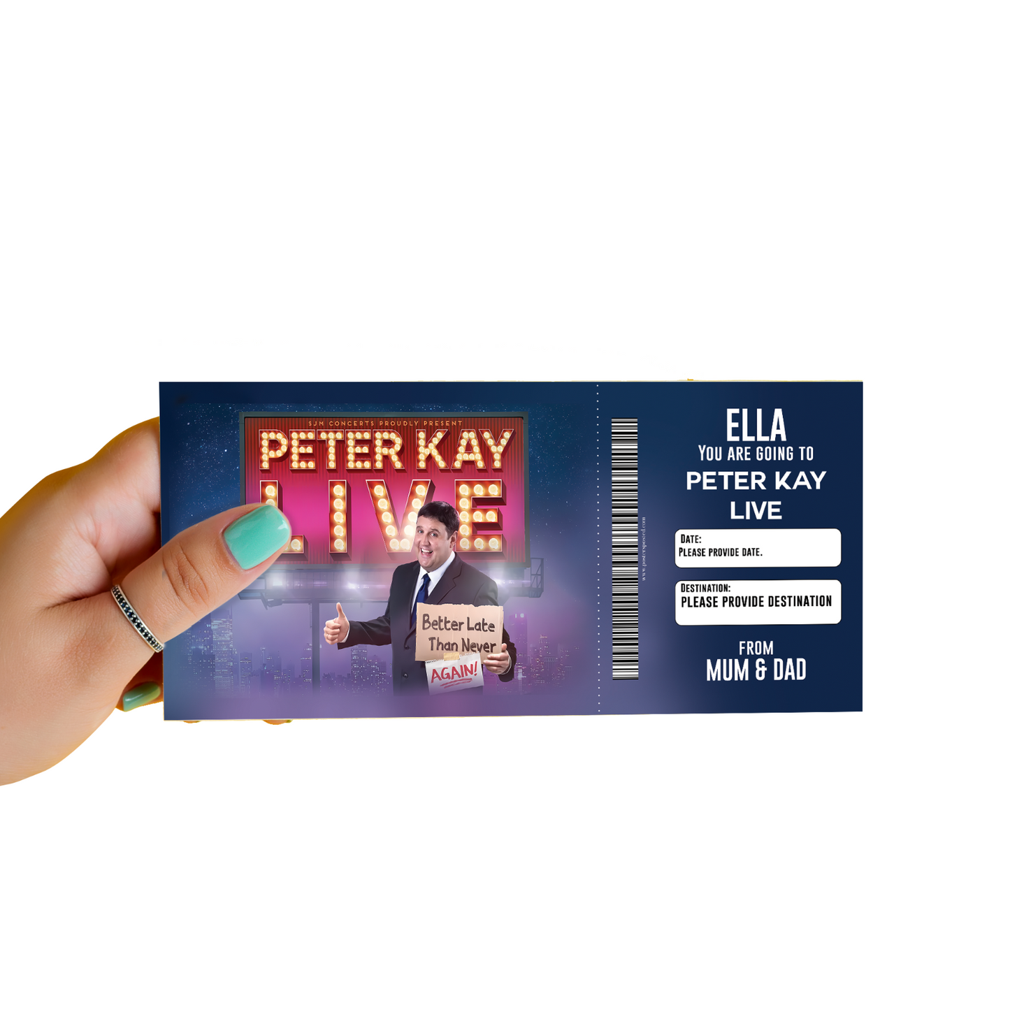 PETER KAY LIVE Ticket Personalised Gift Birthday Souvenir Christmas Keepsake