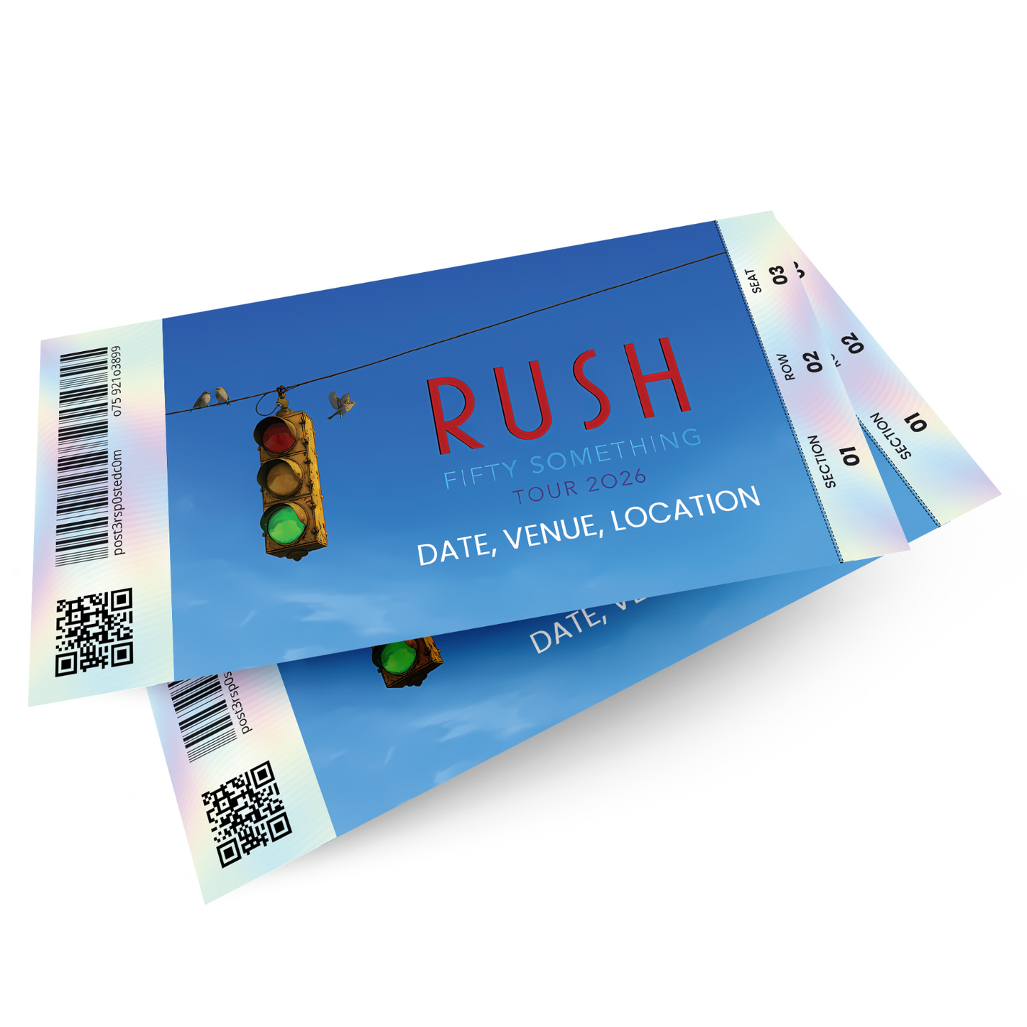 Rush Fifty Something 2027 Mock Ticket Stub Souvenir Personalised Ticket Gift
