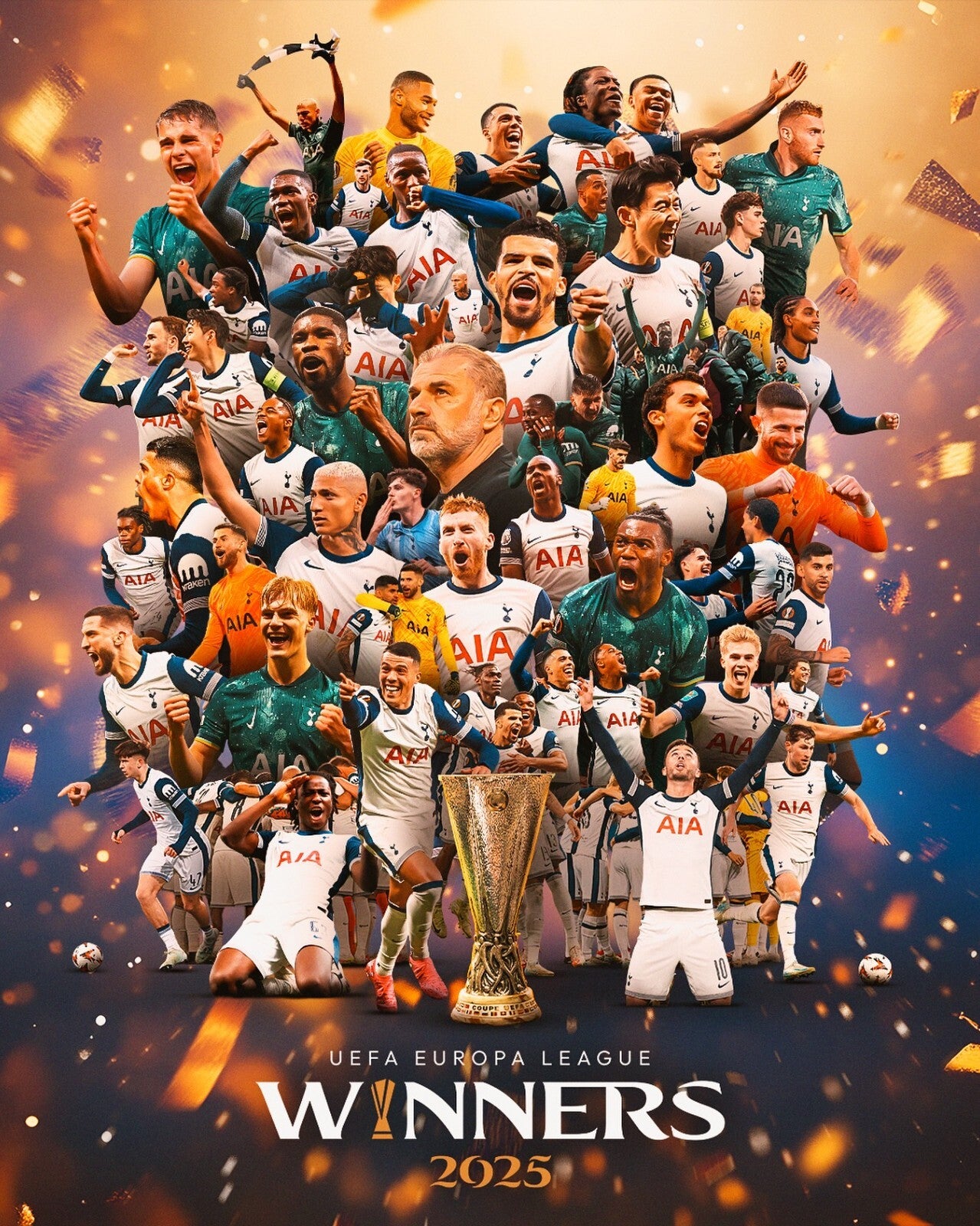 Tottenham Champions Poster 2024-25 EL Poster For Tottenham Fans Wall Art Print