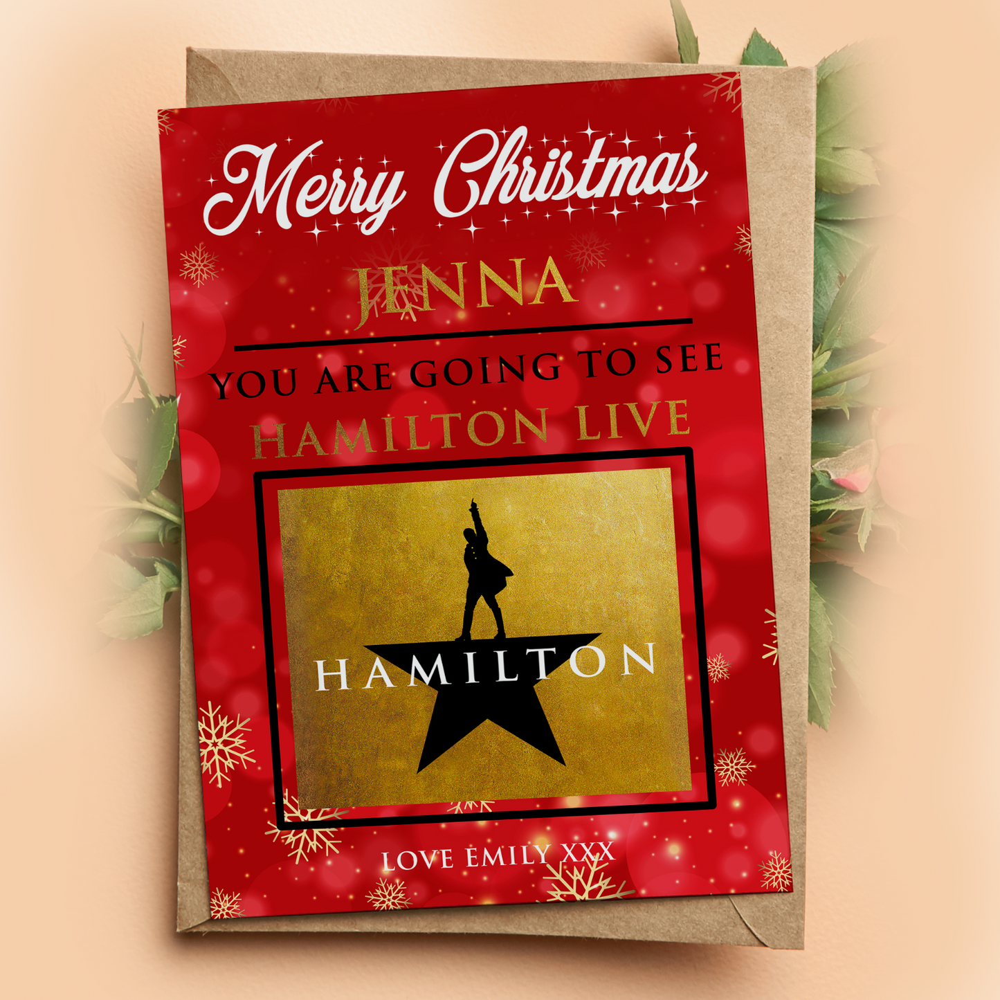 YOU'RE GOING TO SEE HAMILTON THE MUSICAL Personalised Christmas Gift Card