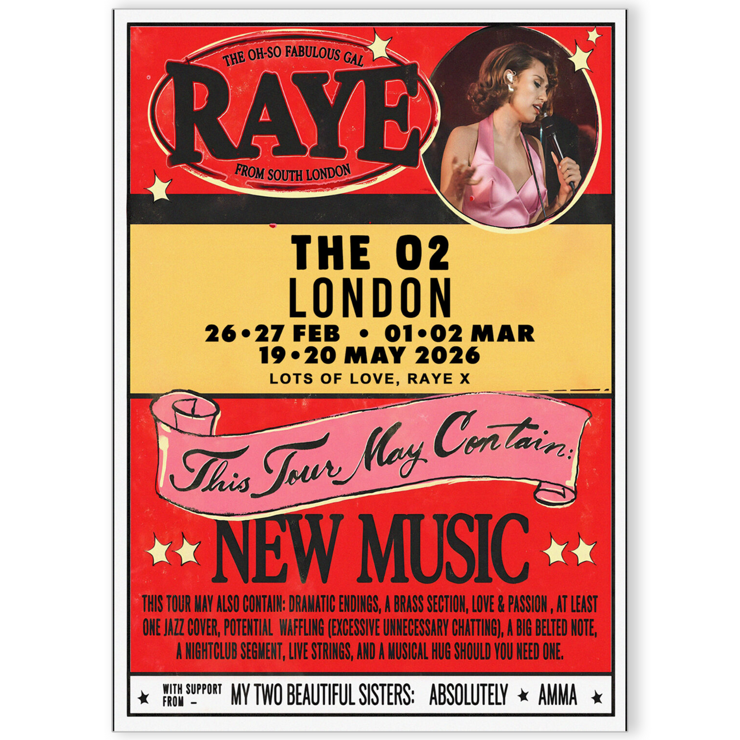 Raye Poster Musician 2026 London Wembley O2 Poster For Raye Fans A5-A3 Concert
