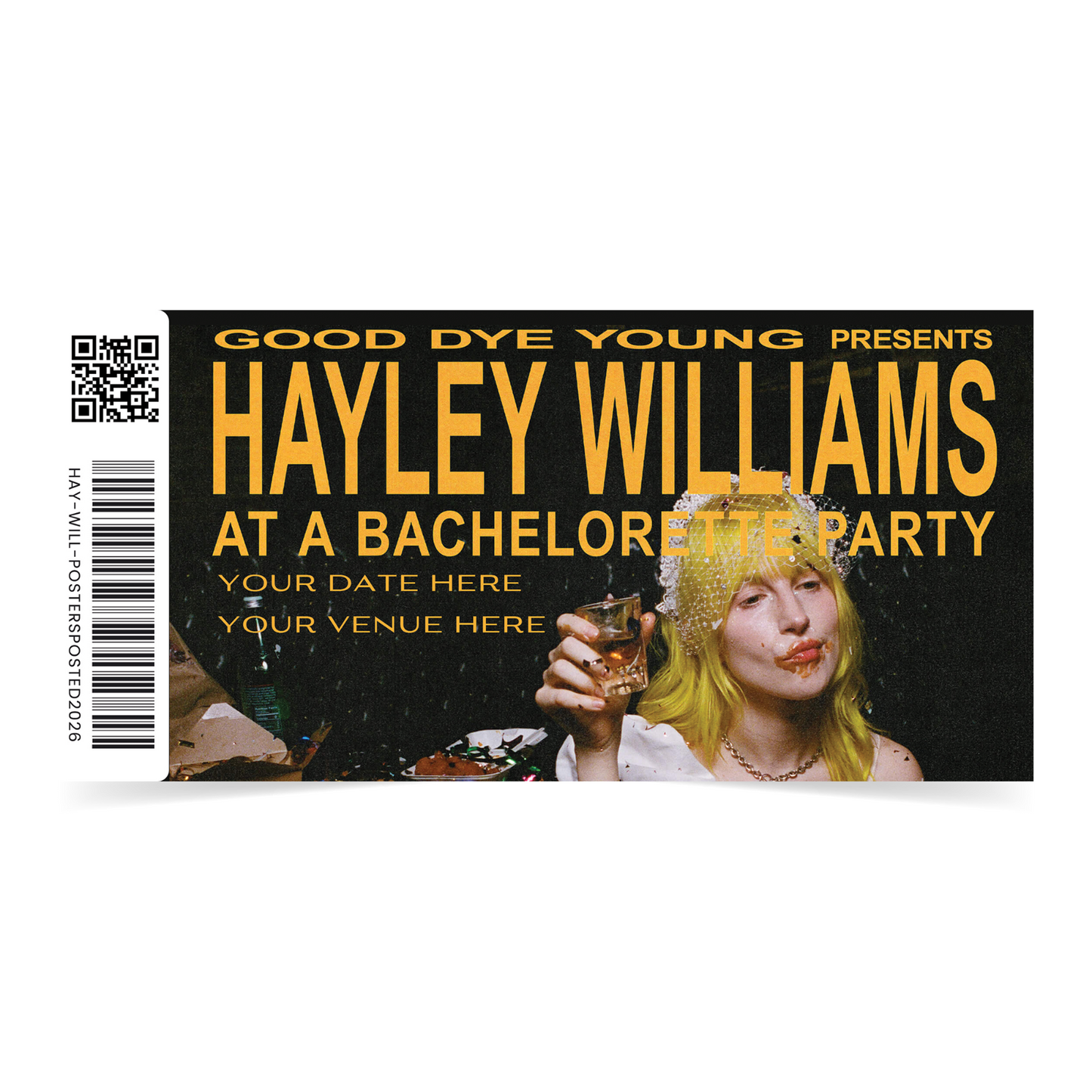 Hayley Williams Ticket UK Concet Tour 2026 Souvenir Personalised Mock Ticket