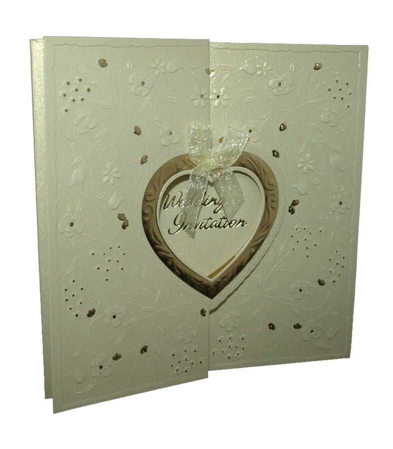 Personalised Wedding Card Handmade Ivory Gatefold Heart Invitation Card