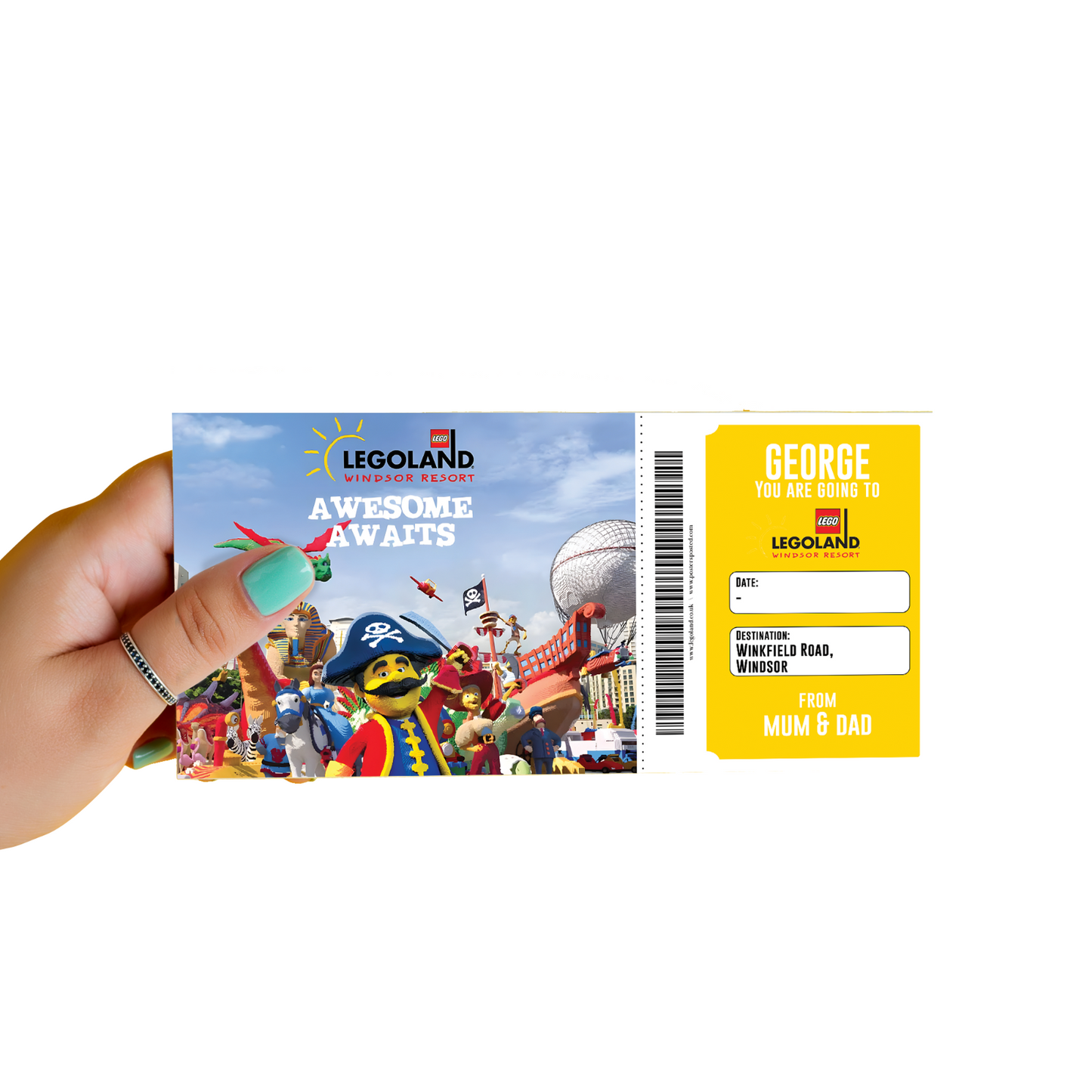 Personalised Legoland Windsor Surprise Ticket Birthday Present Gift Voucher