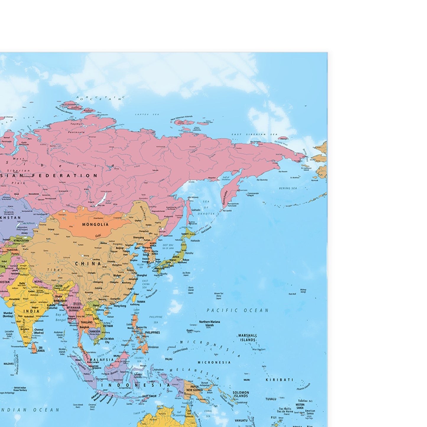 Map Of World Detailed Educational Geography Poster Art Map With Flags Poster