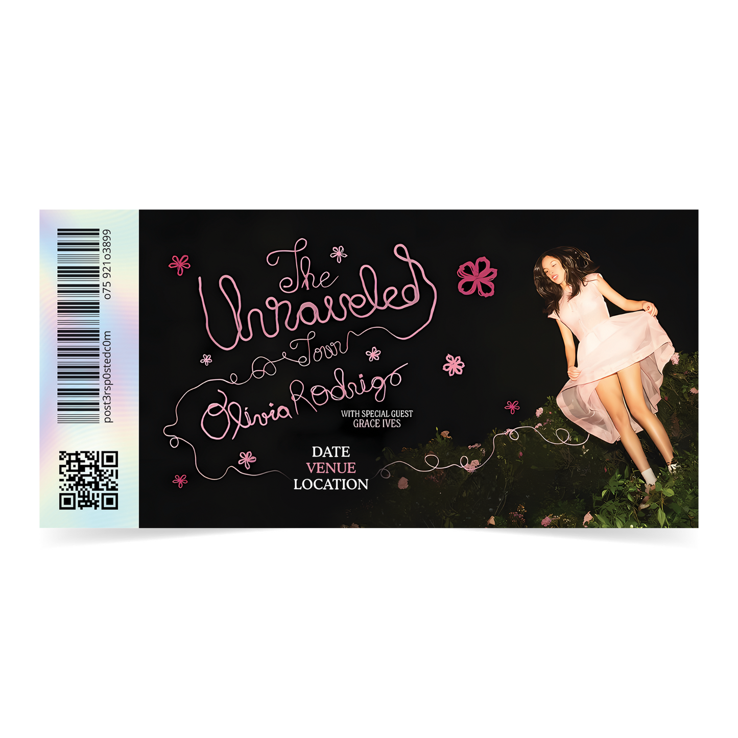 Olivia Rodrigo The Unraveled Tour Concert Reveal Mock Ticket Stub Ticket Gift