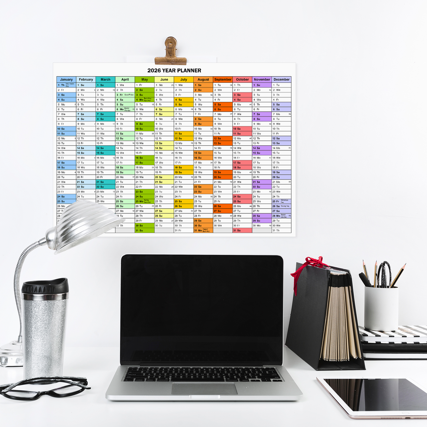 Annual Year Wall Planner 2026 Office Organiser Event Planner January - December