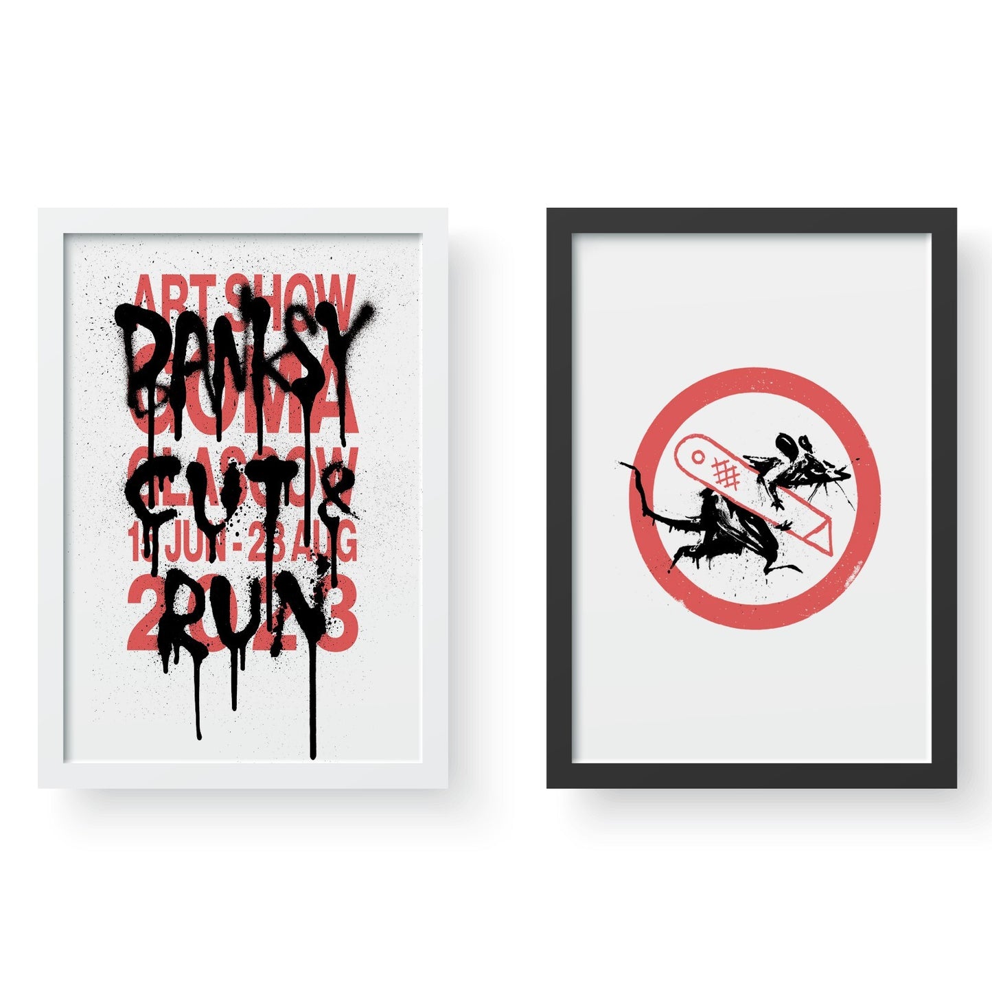 BANKSY CUT AND RUN GLASGOW EXHIBIT POSTER SET - Street Art Poster Set Of 2 Print