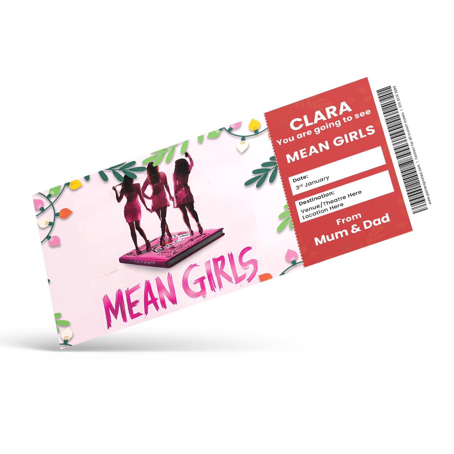 Mean Girls Musical Show Personalised Ticket Birthday Christmas present Xmas Gift
