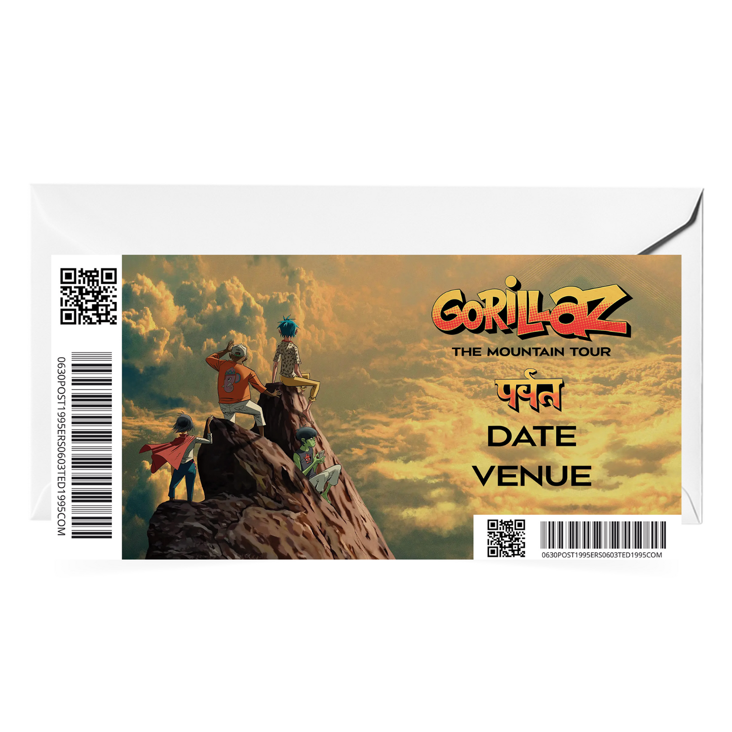 Gorillaz The Mountain Tour 2026 Ticket Gift Personalised Keepsake Reveal Ticket