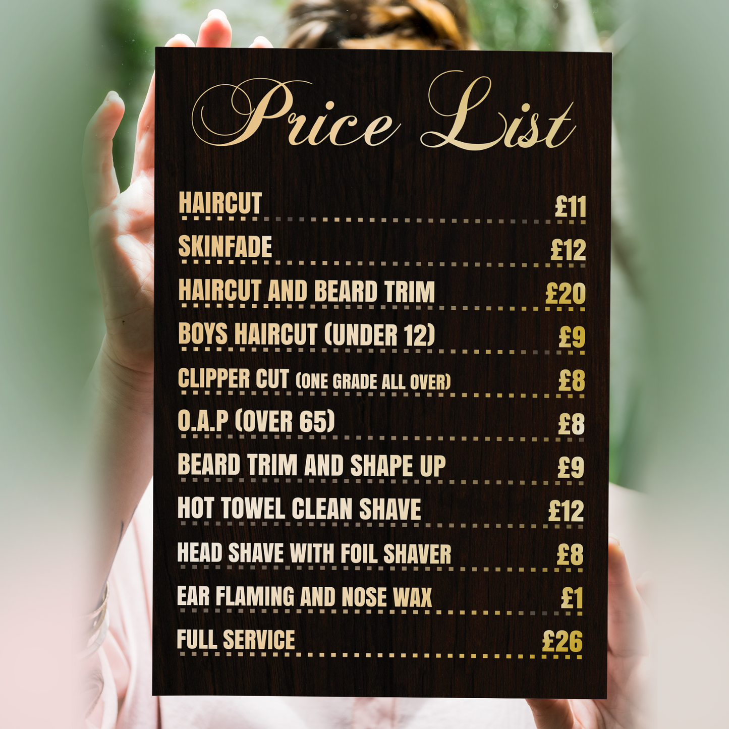 Barber Shop Price List Advertising Salon Sign Poster Indoor Sticker A5-A3