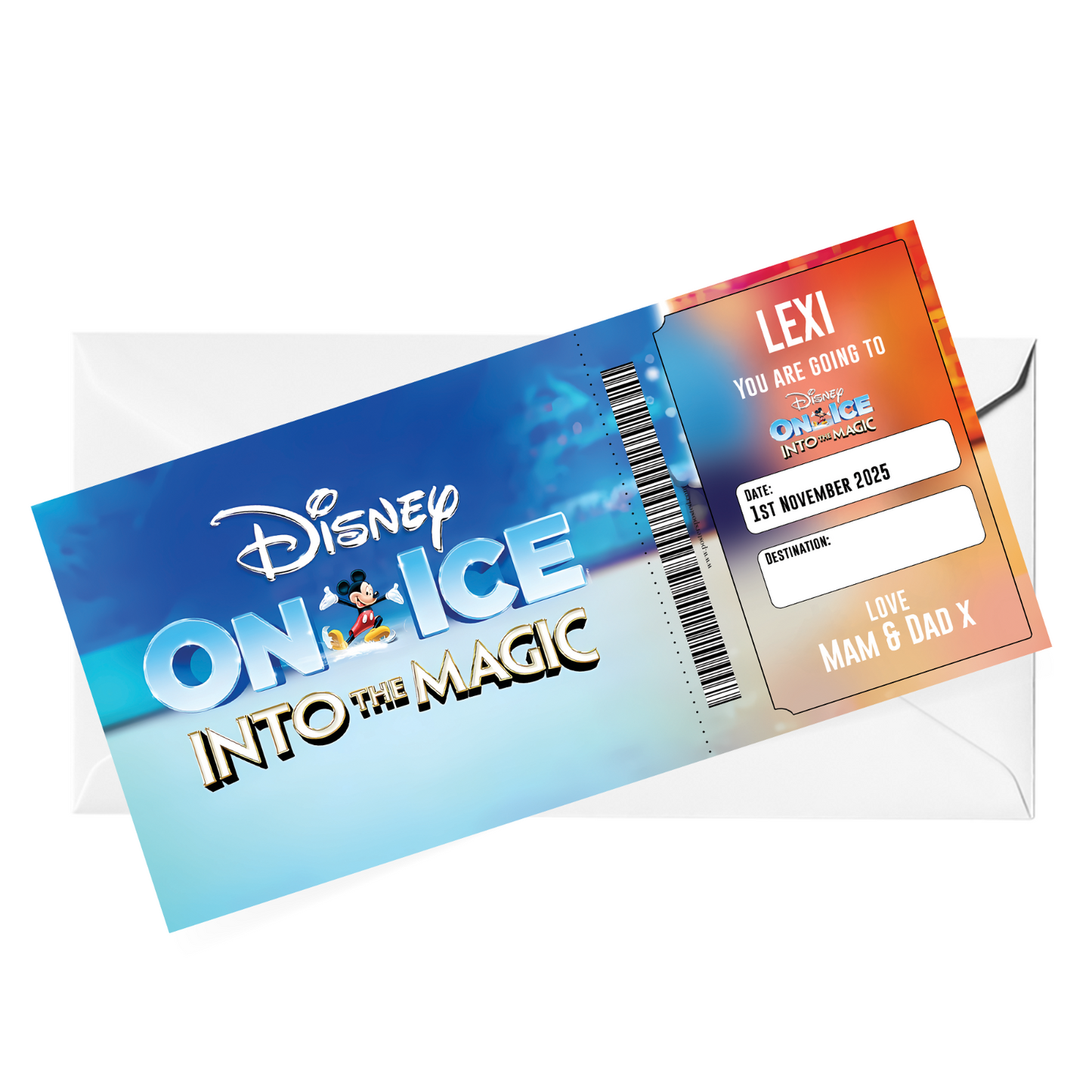 Disney On Ice Into The Magic Christmas Ticket Personalised Gift Keepsake Ticket