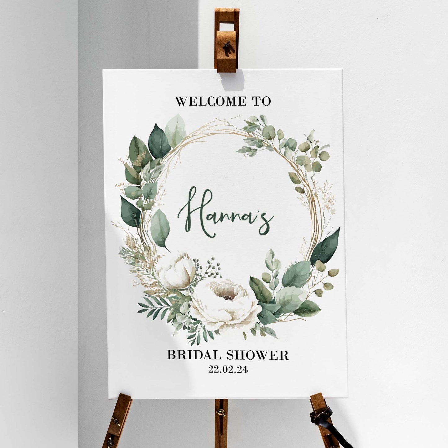 Bridal Shower sign Poster Personalised Welcome To wedding eucalyptus poster sign