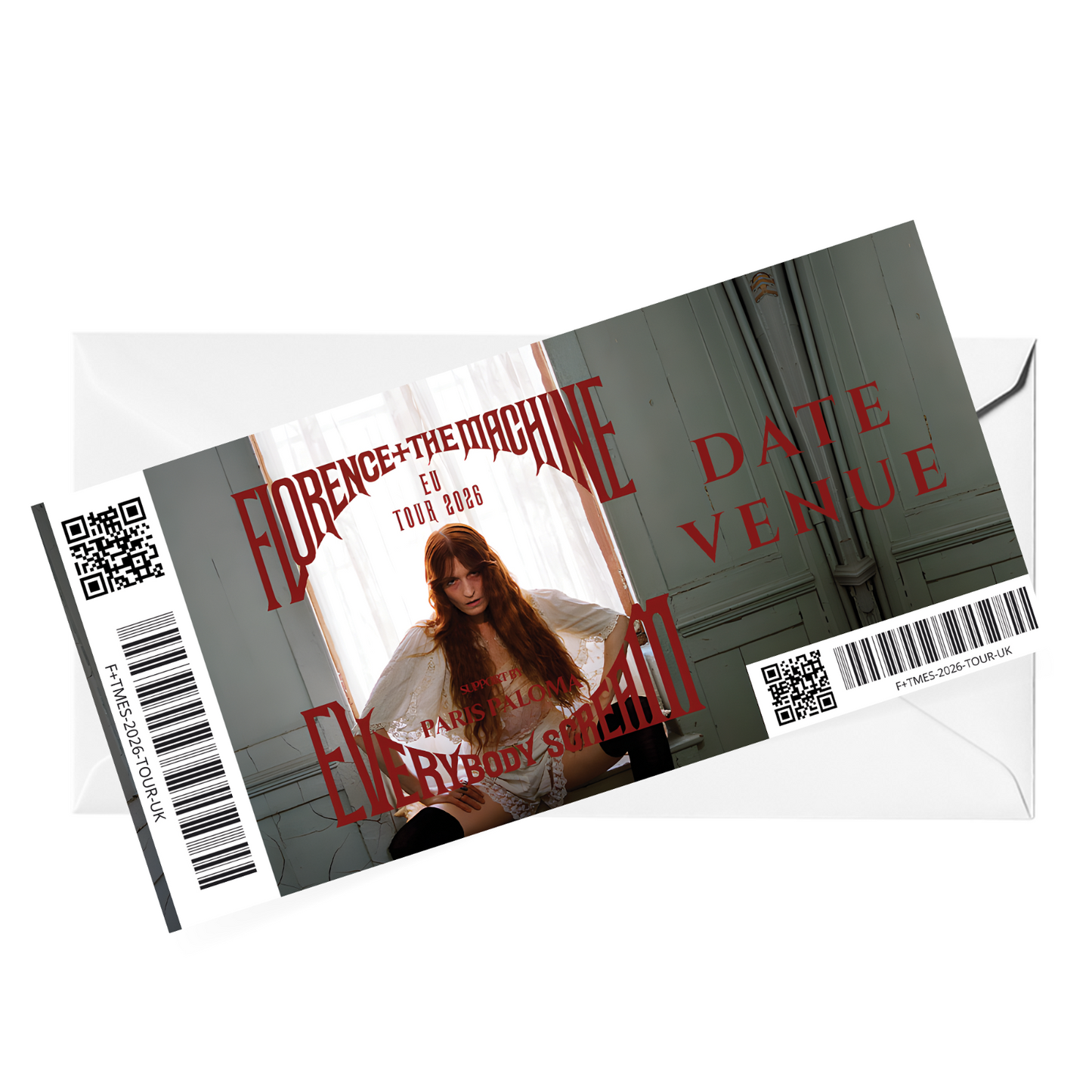 Florence + The Machine Ticket UK Tour 2026 Surprise Mock Gift Ticket Souvenir