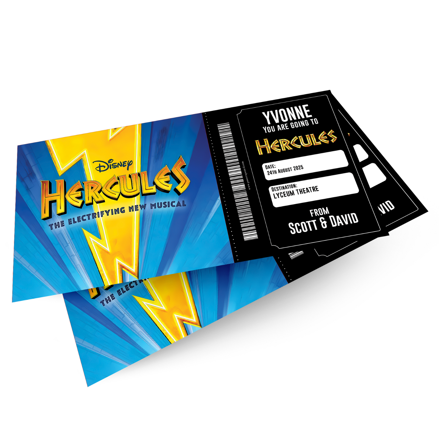 Hercules Musical Theatre Ticket Musical Gift Voucher Surprise Personalised Gift