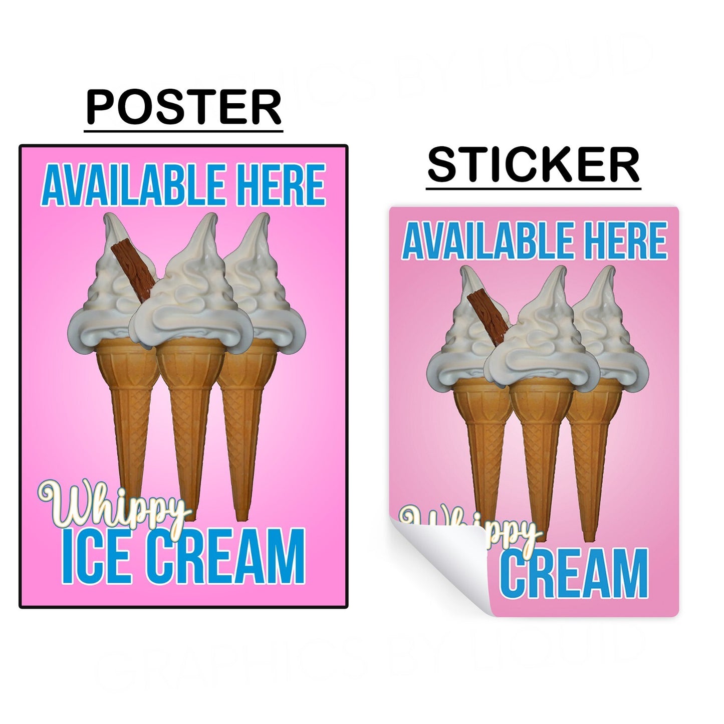 Ice Cream Van Sticker Sold Here Mr Whippy Sticker Poster Decals Window Sticker