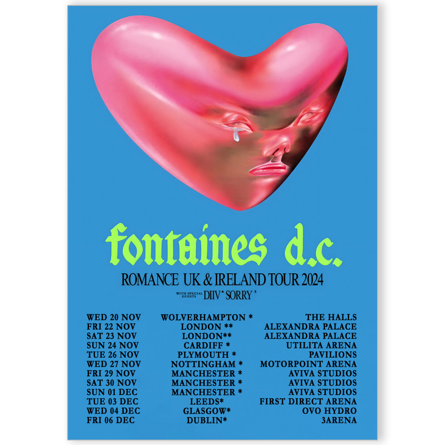 Fontaines D.C. Poster Music Band Uk Ireland 2024 Tour Poster For Fontaines Fans