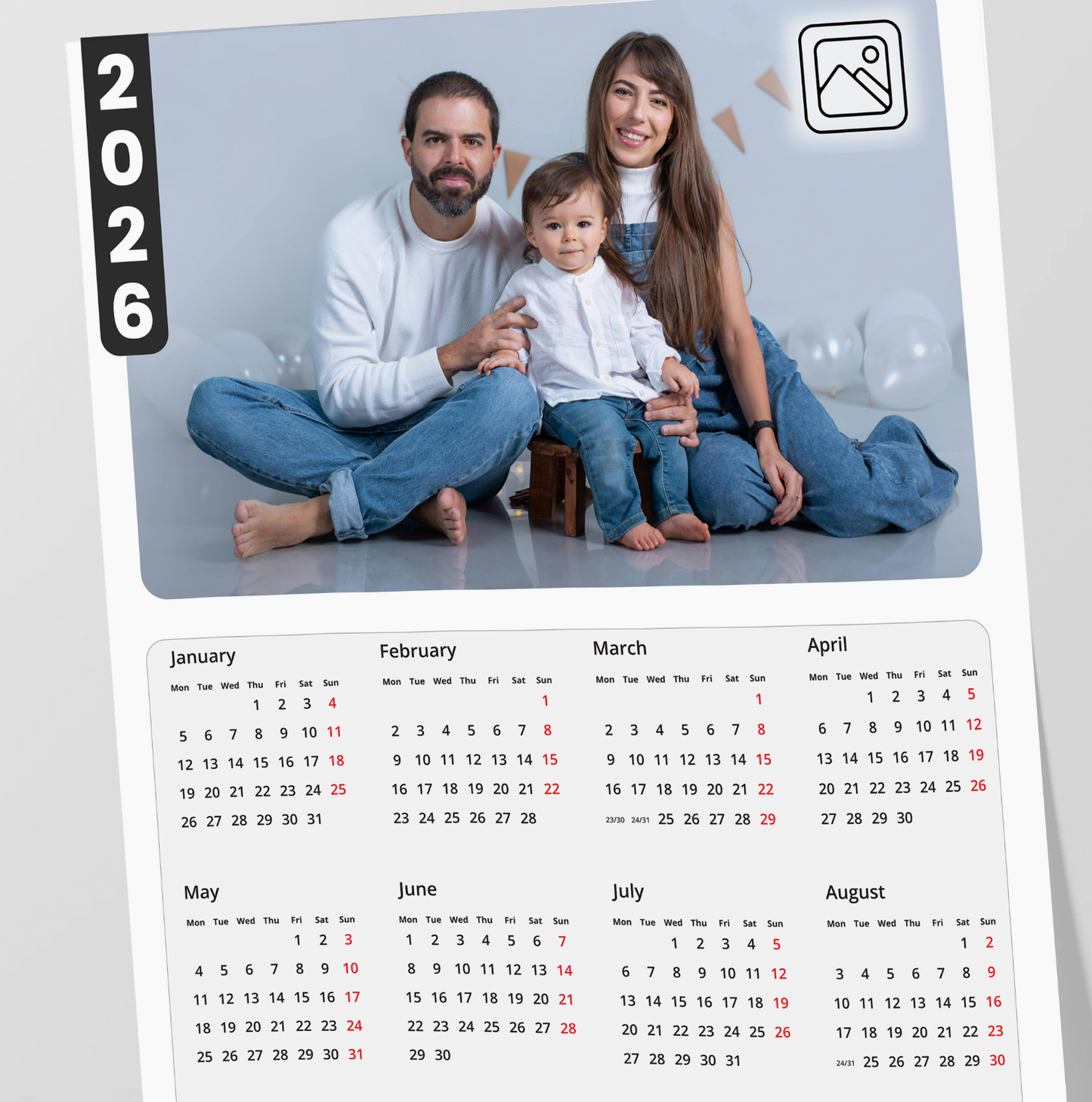 2026 Personalised Year Planner Calendar For Home Office A5-A3 Sizes