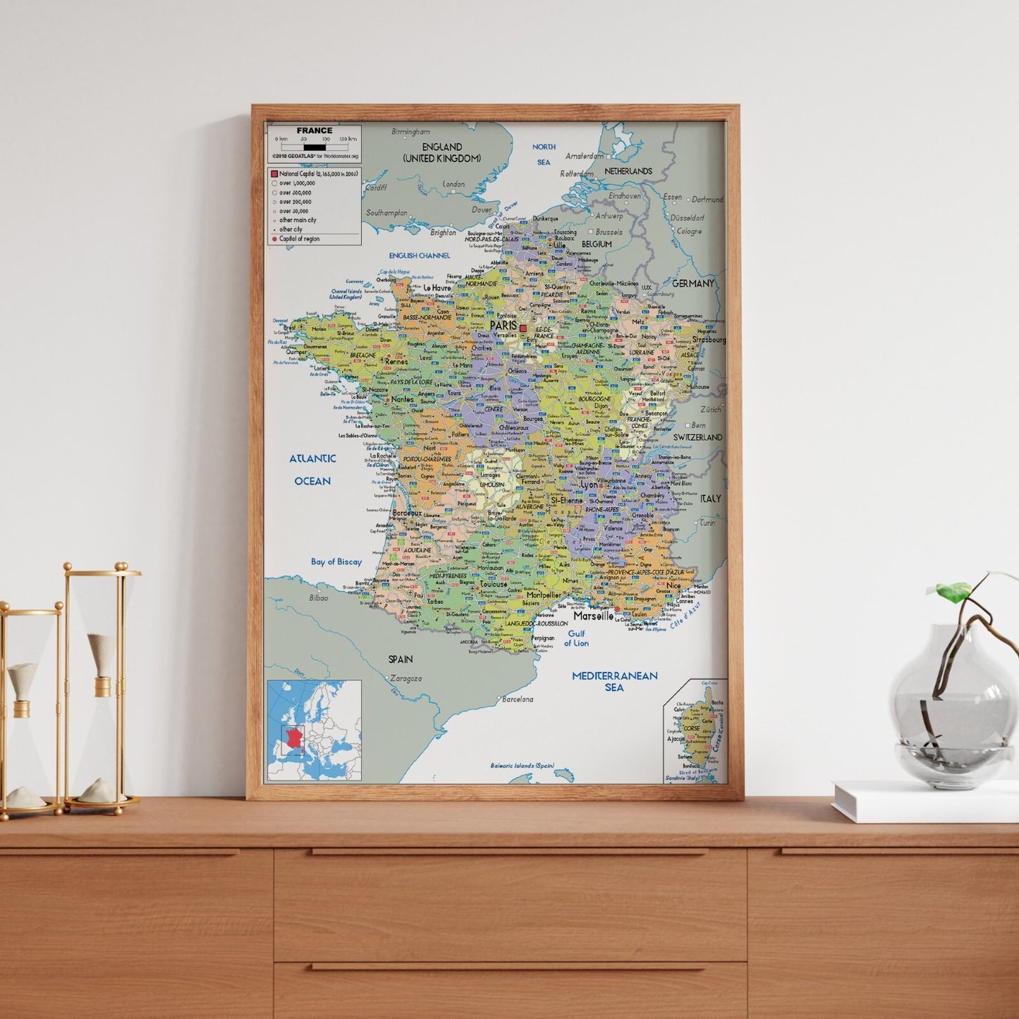 Map Of France Wall Art Travel Poster Print World Map Wall Poster Map Of France