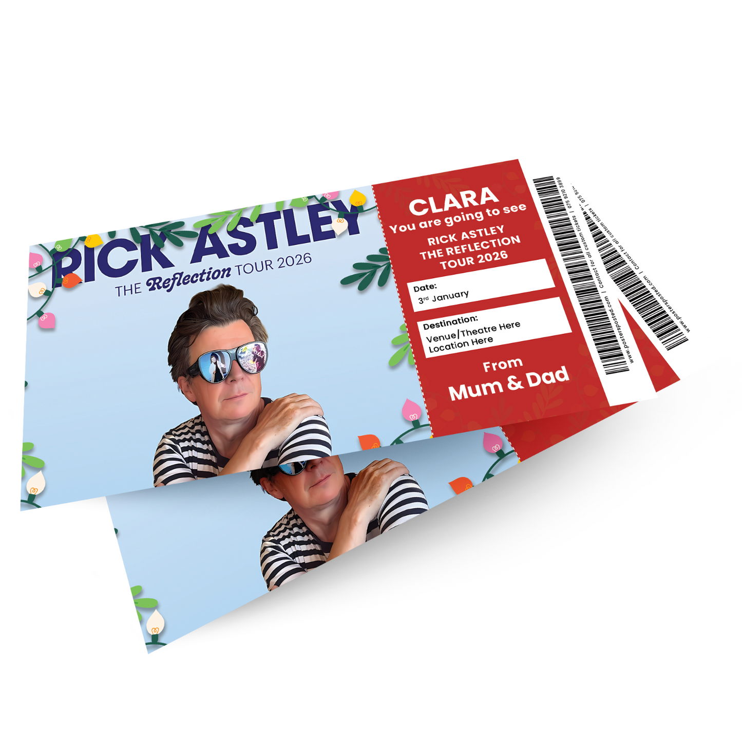 Rick Astley Ticket The Reflection Tour Personalised Christmas Xmas Gift Keepsake