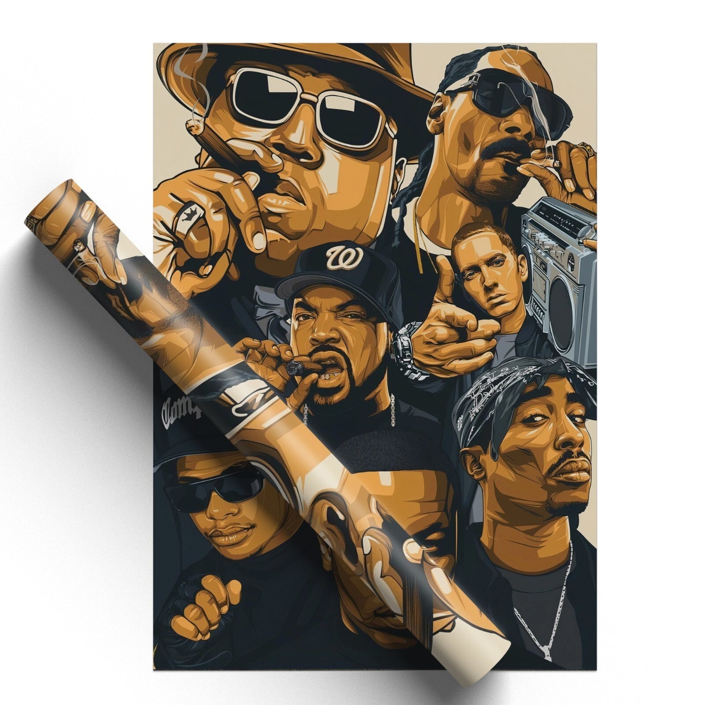 Rap Legends Music Collage Wall Art Poster Gift Print Tupac, Eminem, Biggie Print