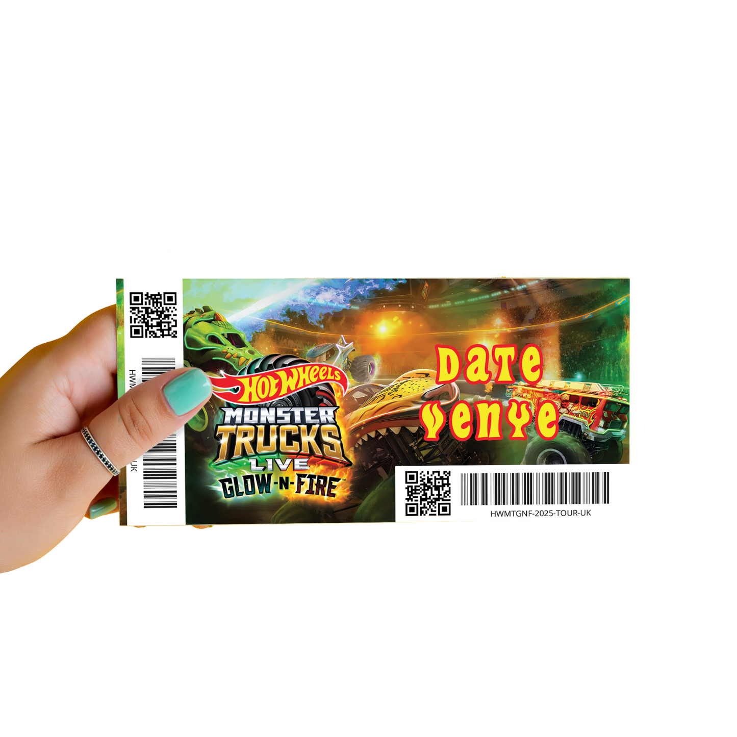 Hot Wheels Monster Truck Glow-N-Fire Gift Ticket Personalised Gift Reveal Ticket