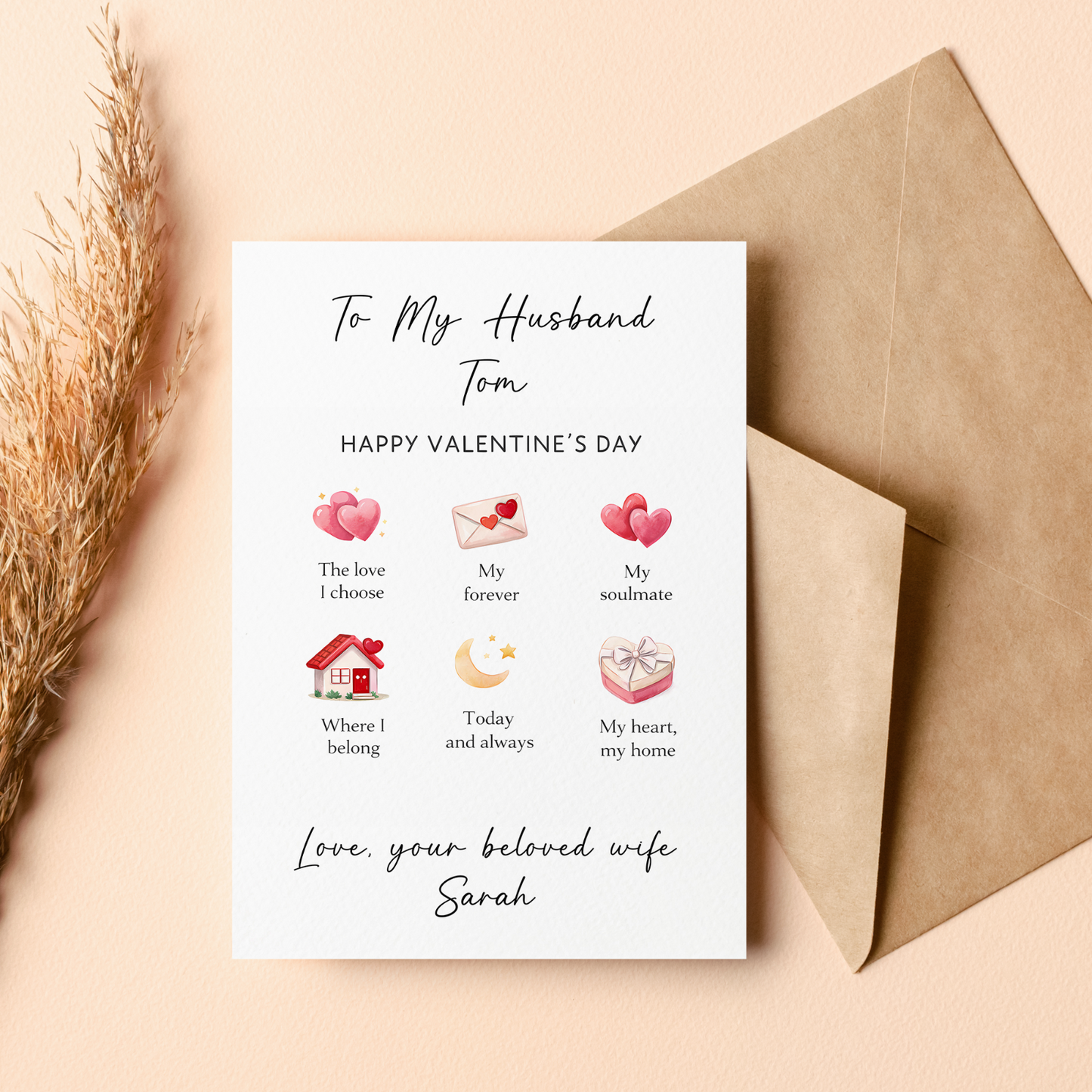 Valentine’s Day Card Personalised Cute Romantic Gift for Husband, Wife, Couples